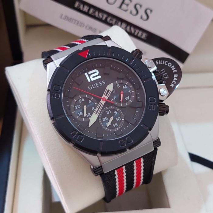 ✨Sale Jam Tangan Pria Guess Gw0415G1 Black List Red Original Limited