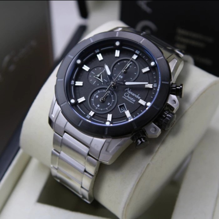 ✨Ready Jam Tangan Pria Ori Alexandre Christie Ac6522 Ac 6522 Silver Black Limited