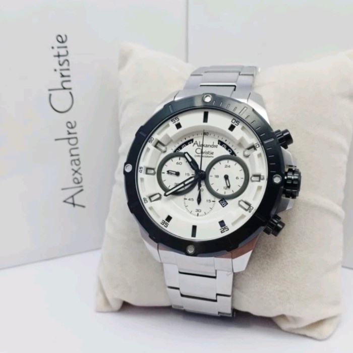 ✨Ready Alexandre Christie Pria 6529Mc White Dial Stainless Steel Terbaru