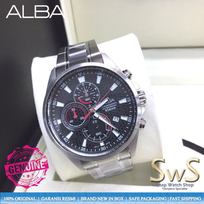 ✨Ready Jam Tangan Pria Alba Am3875 Am3875X1 45Mm Chronograph Quartz Terbatas