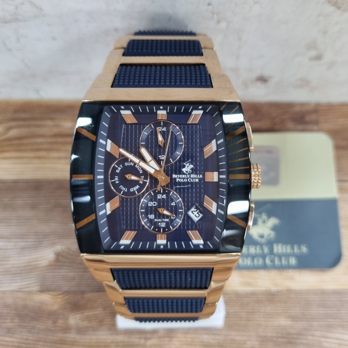 ✨Ready Beverly Hills Polo Club Bp3062X.990 Blue Dial Dual Tone Men'S Watch Limited