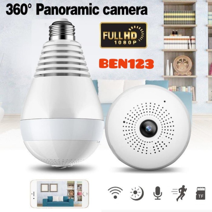 Camera CCTV WiFi bohlam panoramic 360' bulb lamp V380 IP Kamera