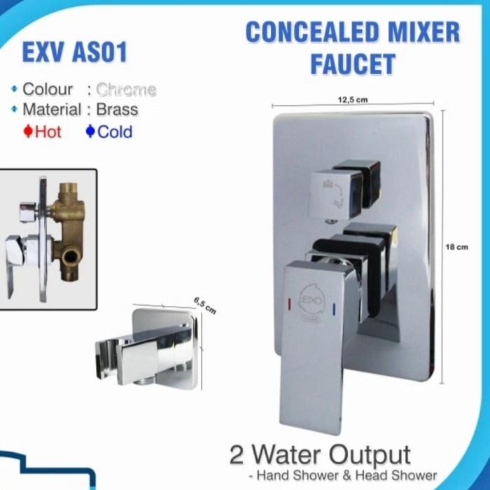 ✅Ori Stop Keran Tanam Model Toto 2 Cabang Stop Kran Shower Panas Dingin Limited