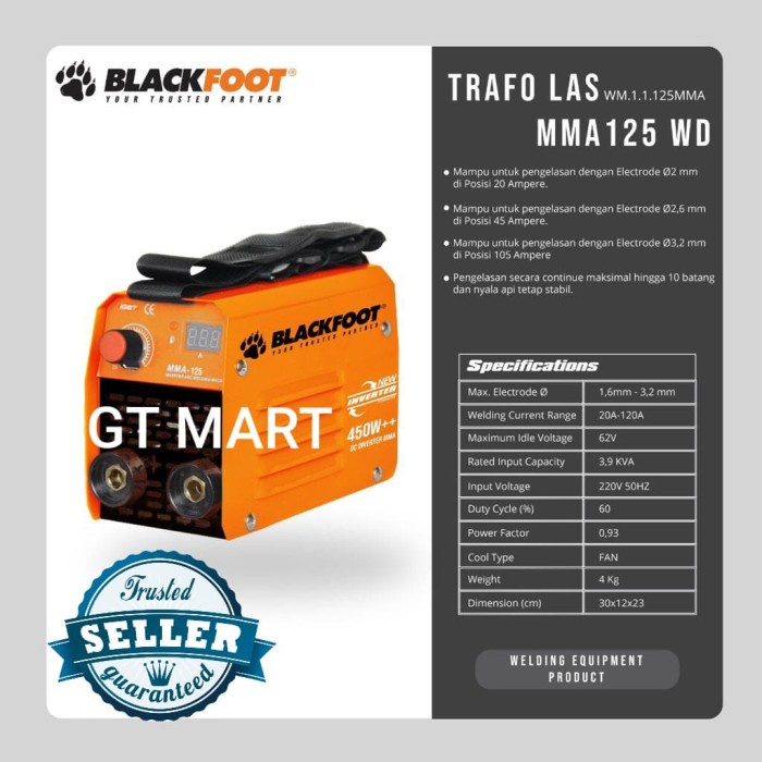 [Original] Mesin Las Inverter Mma-125Wd / Mma 125Wd / Mma125Wd Blackfoot Lakoni Limited