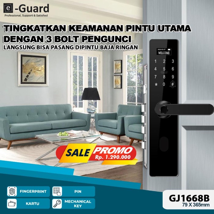 [New Ori] E-Guard Gj68B Smart Door Lock Handle Fingerprint Kunci Pintu Digital Berkualitas