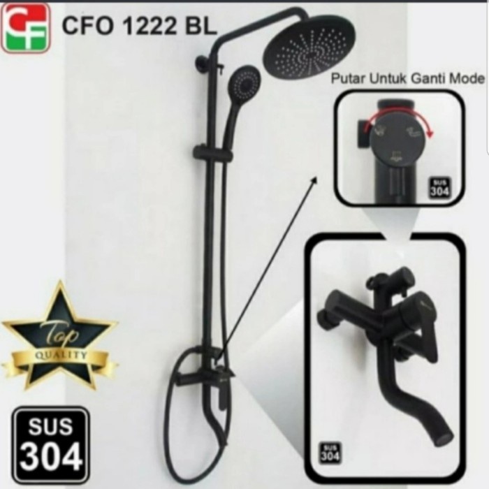 [New Ori] Shower Tiang Set Carlo Fiontini Black / Shower Panas Dingin Limited