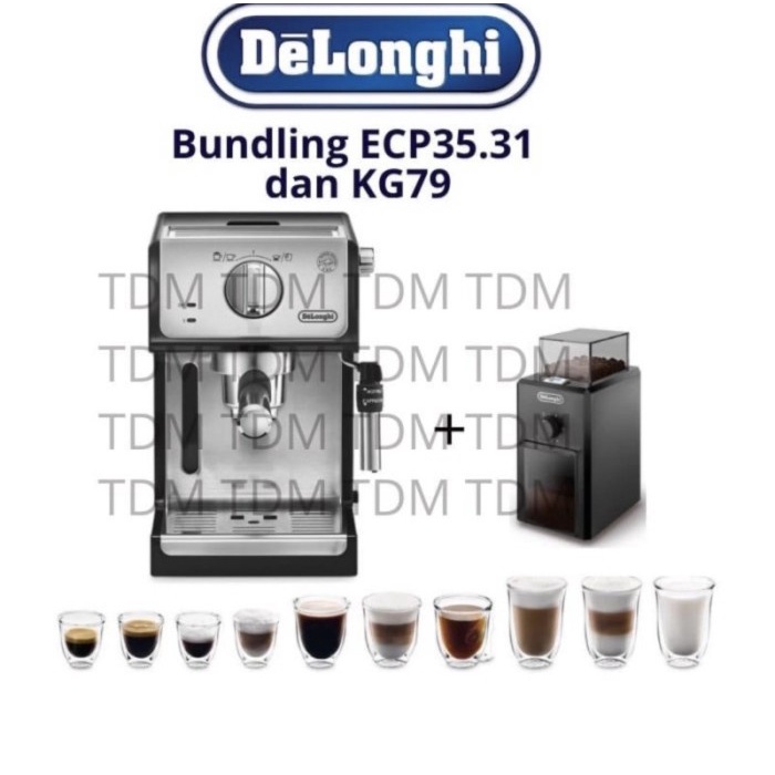 [Baru] Bundling Mesin Kopi Delonghi Ecp 35.31  Grinder Kopi Delonghi Kg 79 Diskon