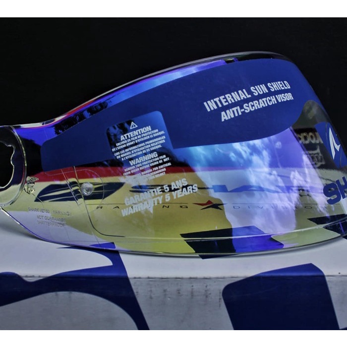 ✨Termurah Visor Shark D Skwal Spartan Iridium Metalic Blue Kaca Helm Shark Ori Terbaru