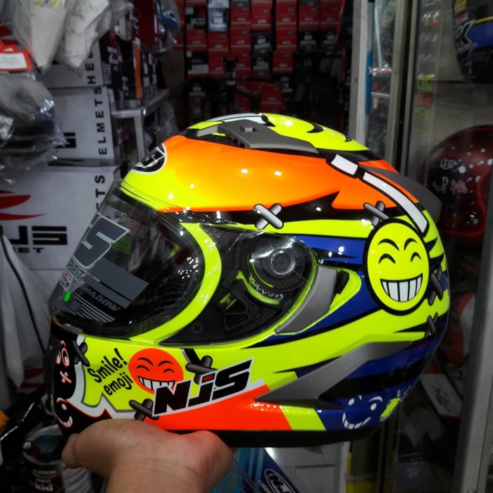 ✨Termurah Helm Njs N808 Motif Smile Orange Yellow Fluo N-808 Terbatas
