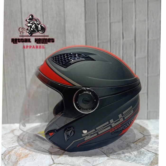 ✨Termurah Zeus 610 Mblk 0017 Red  Helm Half Face  Zeus Original Terbatas