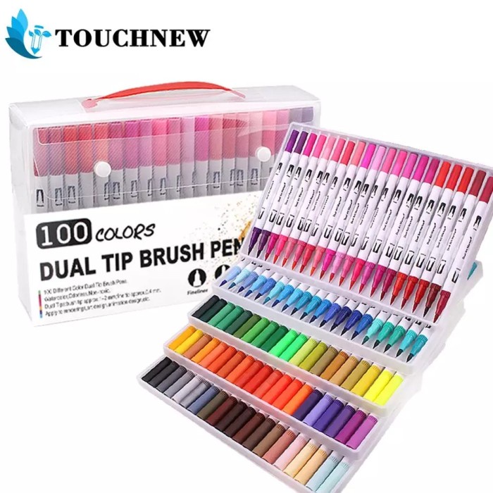 

Gaya 100 Warna Spidol Brush Dan Pen Dual Tip Marker Pen Magicfly Brush Pen