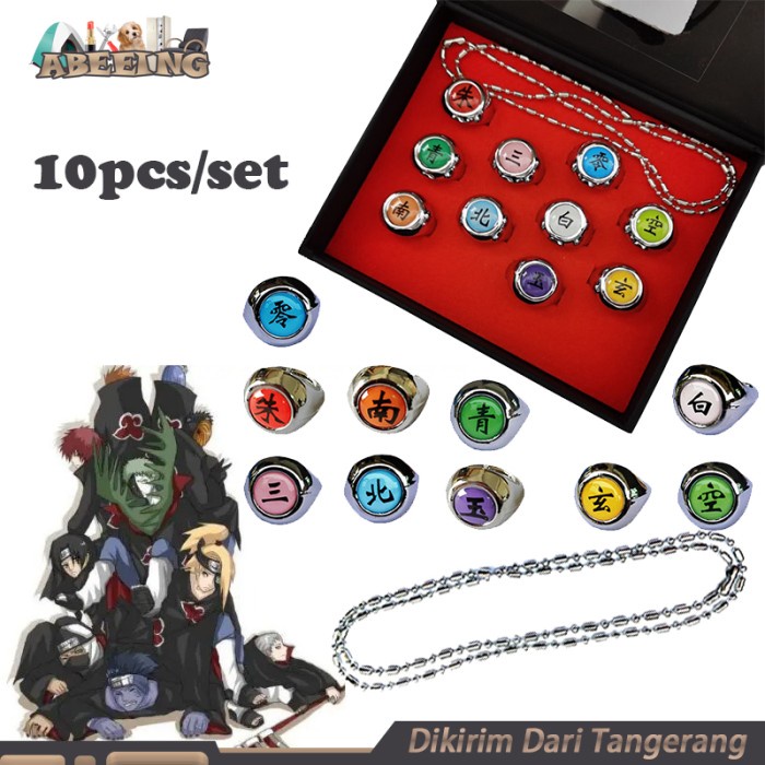 Isi 10 Cincin Akatsuki Naruto Cincin Itachi Anime Cosplay Ring