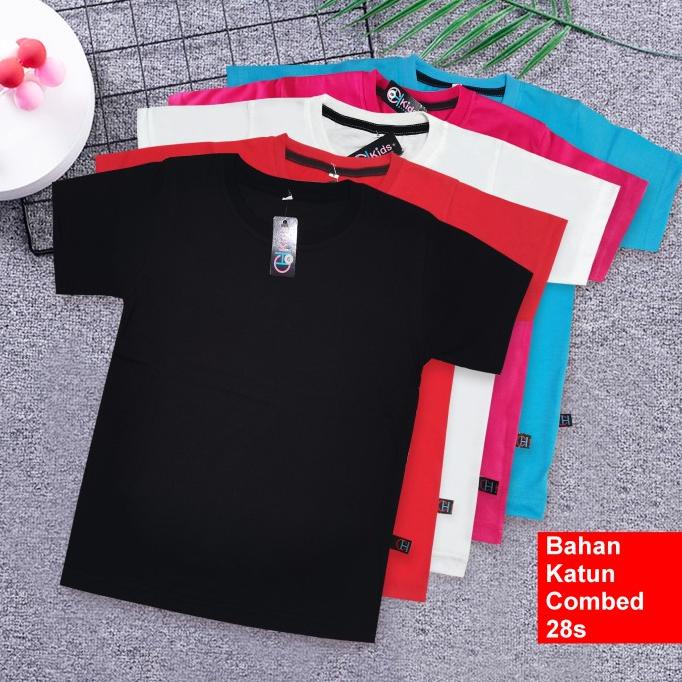 Baju Kaos Anak Laki Laki Perempuan Hitam Polos Bahan Katun Combed