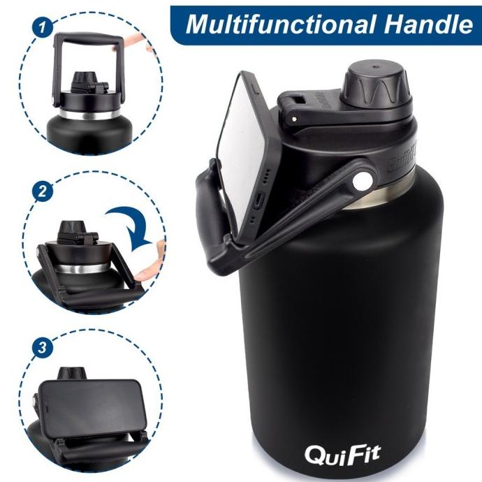 PROMO  QUIFIT - [2LBLN] BOTOL AIR MINUM STAINLESS STEEL MOTIVASI 2L