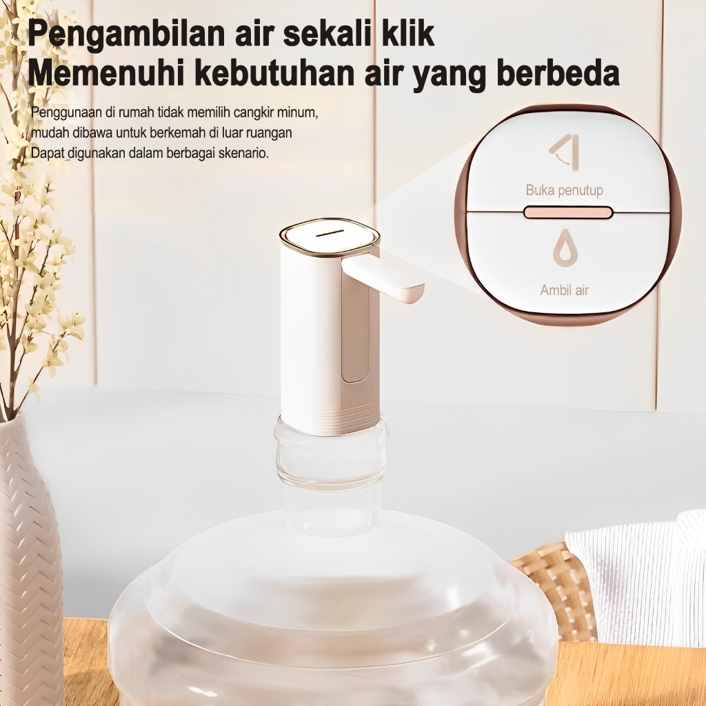 Eleganhome Water Pump Electric Vipoo D12 Pompa Air Galon Portable Cas Elektrik Otomatis Bisa Ditekuk