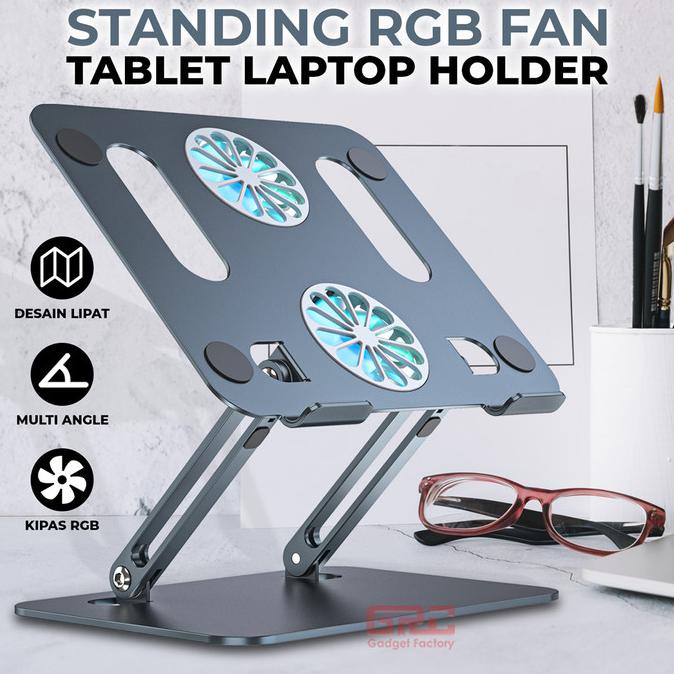 Cooling Pad Laptop Stand RGB Fan Pendingin Laptop Tatakan Meja Kipas