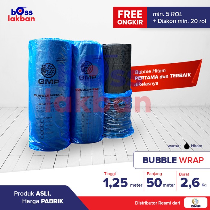 

Promo (Gosend / Grab) Bubble Wrap Hitam / Black Gmp 125 Cm X 50 Meter