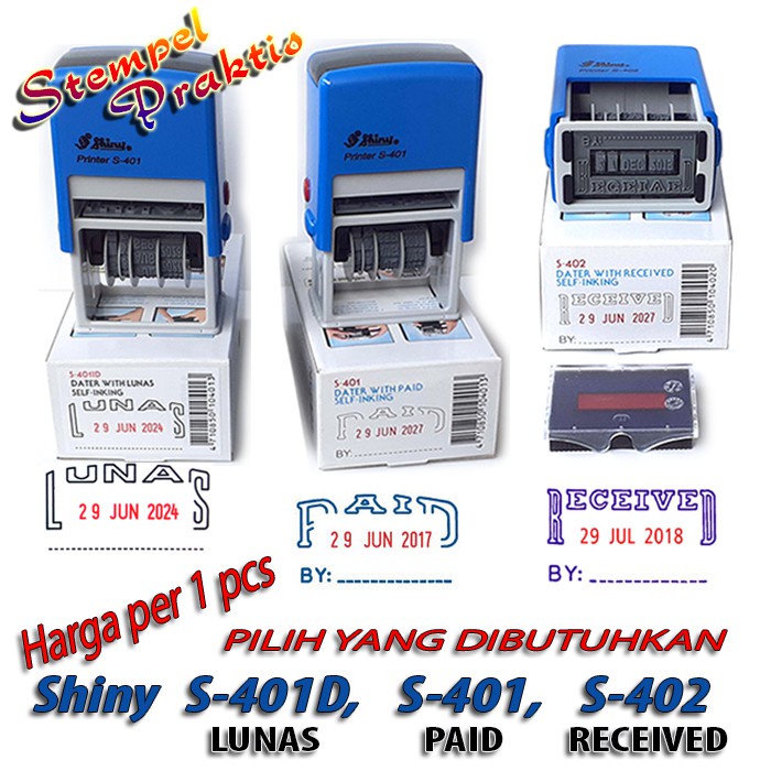 

Stempel Otomatis S , Paid , Received Shiny S-401D , S-401 , S-402
