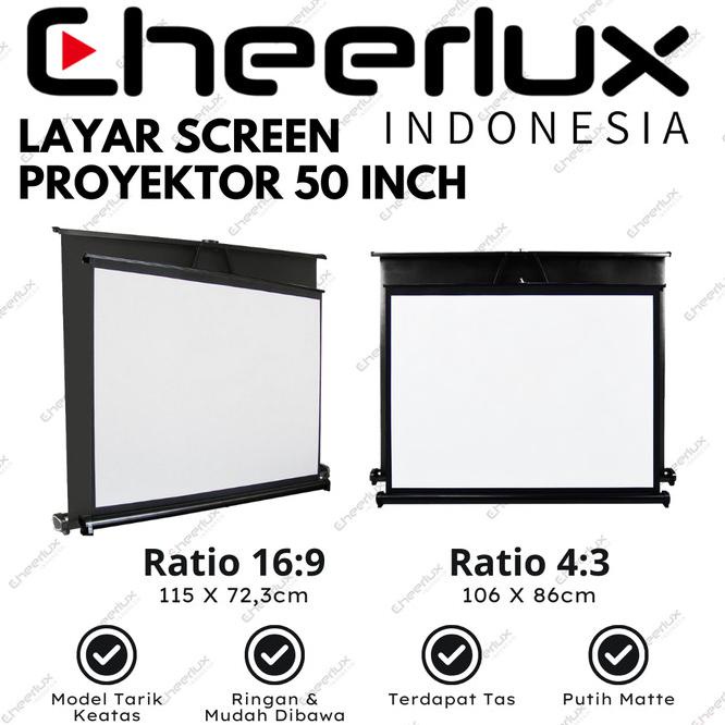 Layar Proyektor Lipat 50 Inch | Table Screen Projector 50" Portable