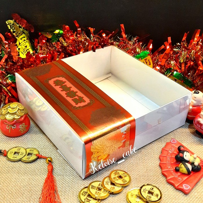 BOX/DUS KUE TUTUP MIKA (UKR 22x22x7) + IMLEK/CNY PAPERBELT