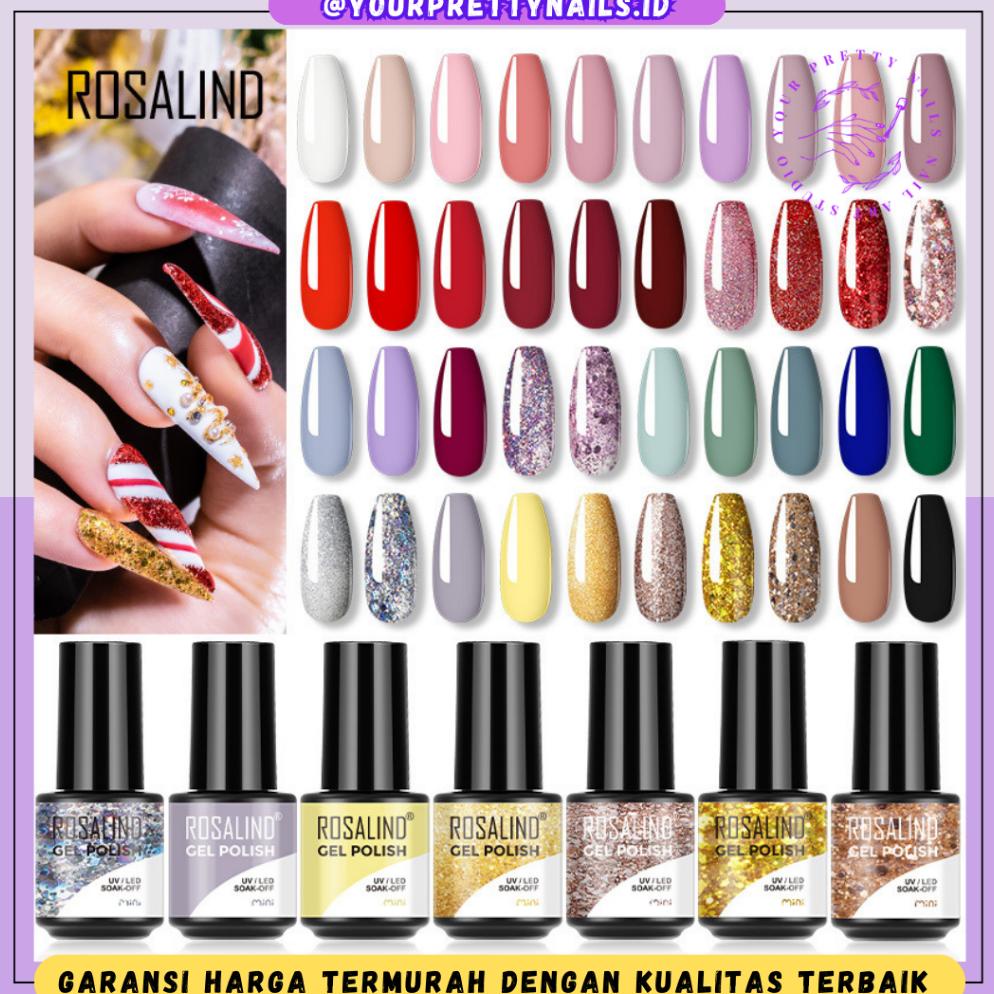 Best Promo (1-40) ROSALIND S SERIES 40 Colors Nail Gel Polish Kutek UV LED Cat Kuku Glitter Series /
