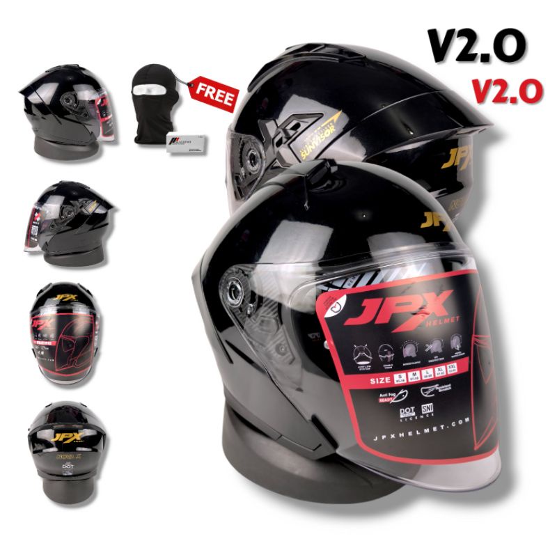 HELM JPX NOVA X SOLID BLACK GLOSSY | HELM JPX HALF FACE