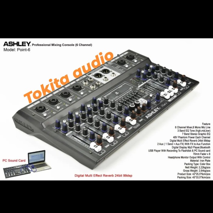 MIXER AUDIO ASHLEY POINT 6 CHANNEL MIXER ASHLEY POINT6 ORIGINAL