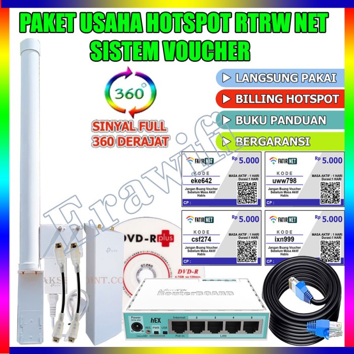PAKET USAHA WIFI HOTSPOT RT RW NET VOUCHER 3 KM 360 DERAJAT 30 DBM