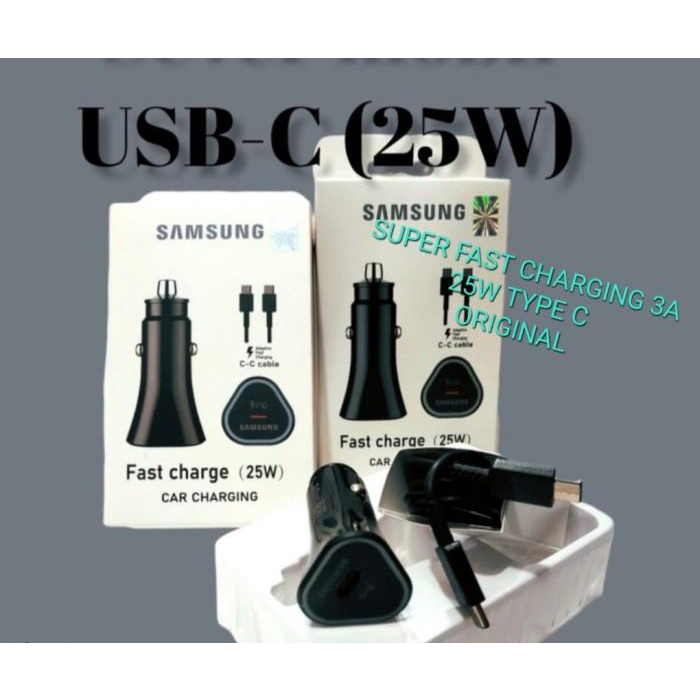 Original Samsung Car Charger Type C 25W 3A Super Fast Charging Adaptor