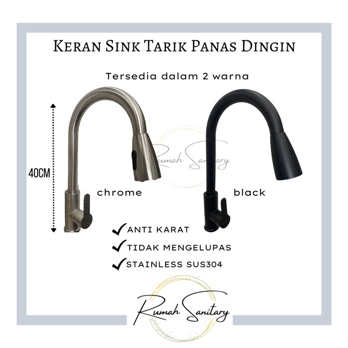 KERAN SINK TARIK / KERAN CUCI PIRING DAPUR FLEKSIBEL PANAS DINGIN