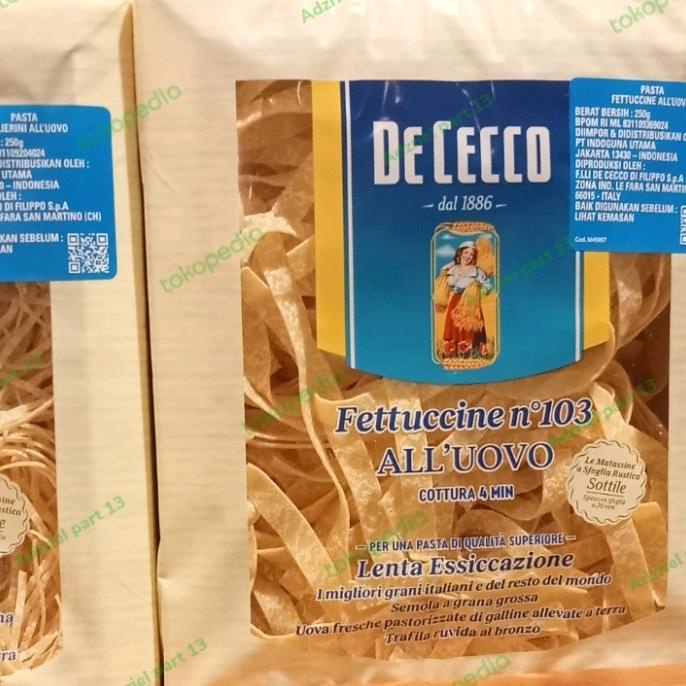 

Ready stock] DE CECCO FETTUCCINE no'103 ALL UOVO COTTURA 4 MIN 250 gr
