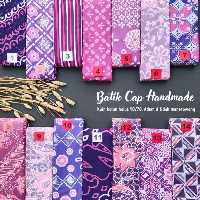 Sahi Kain Batik Cap Garutan Handmade Serian Warna Ungu Pastel Lilac 2