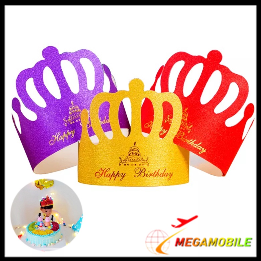 MM - Topi Mahkota Ulang Tahun Anak-anak Karton Emas Dewasa Dekorasi Ulang Tahun Topi Ulang Tahun Hia