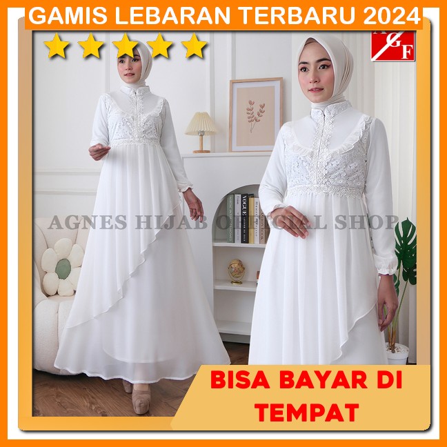Baju Umroh Wanita Premium Baju Haji Warna Ptih Gamiz Wnita Muslim Gamis Lebaran 2024 Terbaru Putih A
