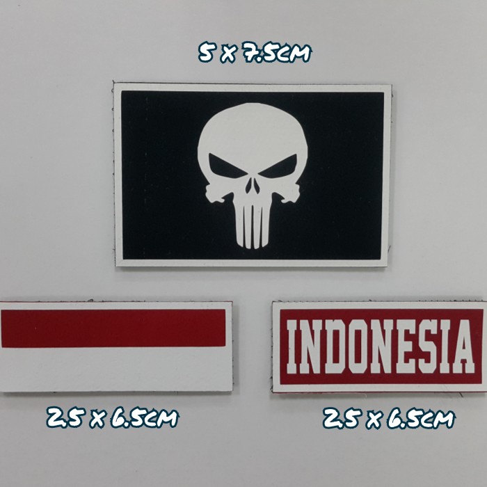 

+++++] EMBLEM PUNISHER TOPI TACTICAL 1Set(3pcs Emblem)-10ribu TEMPELAN VELCRO