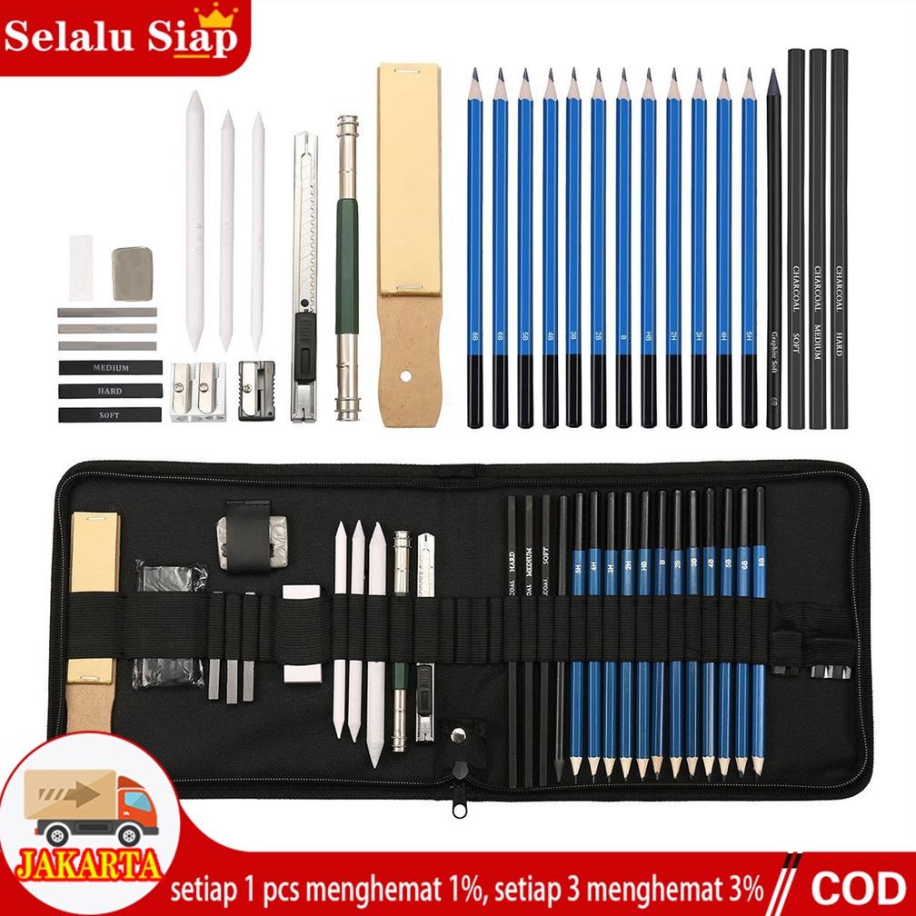 

Murah 33PCS/Set Sketch Pensil Pisau Penghapus dan Pensil Gambar untuk Keperluan Sekolah Pencil Drawing Set Promo