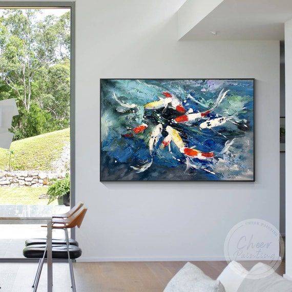 Lukisan Teksture Koi Modern art
