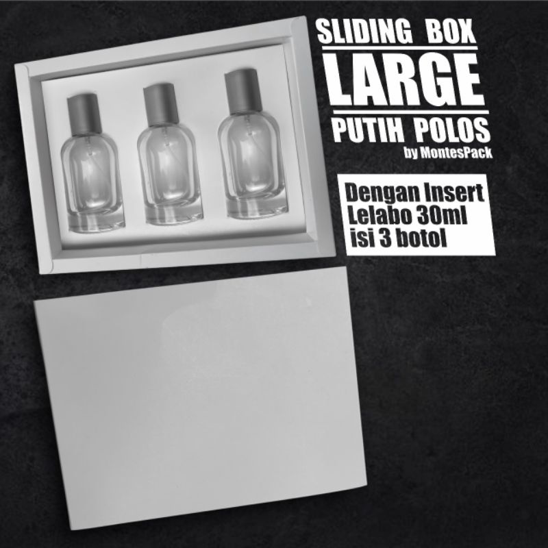 

BOX SLIDING LARGE POLOS / Insert Lelabo 30ml isi 3 botol / SLIDE BOX JUMBO putih polos