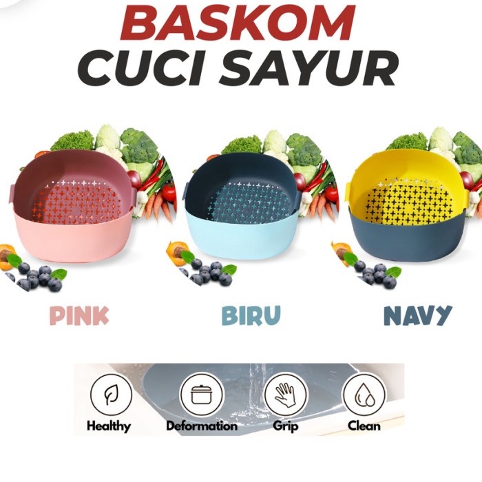 

Baskom Double Sayur Buah Cuci Impor Saringan Plastik
