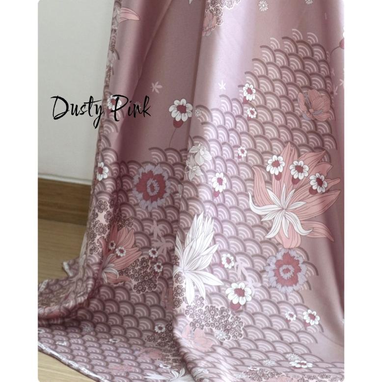 Kain Meteran Motif Kain Diorsilk Teratai / Bahan Gamis Seragam / Kain Meteran Murah / Kain Silk Terb