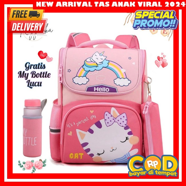 Frawall Tas Sekolah Anak Perempuan Tas Ransel Import Motif Korea Kotak Karakter Tas Sekolah Anak Per