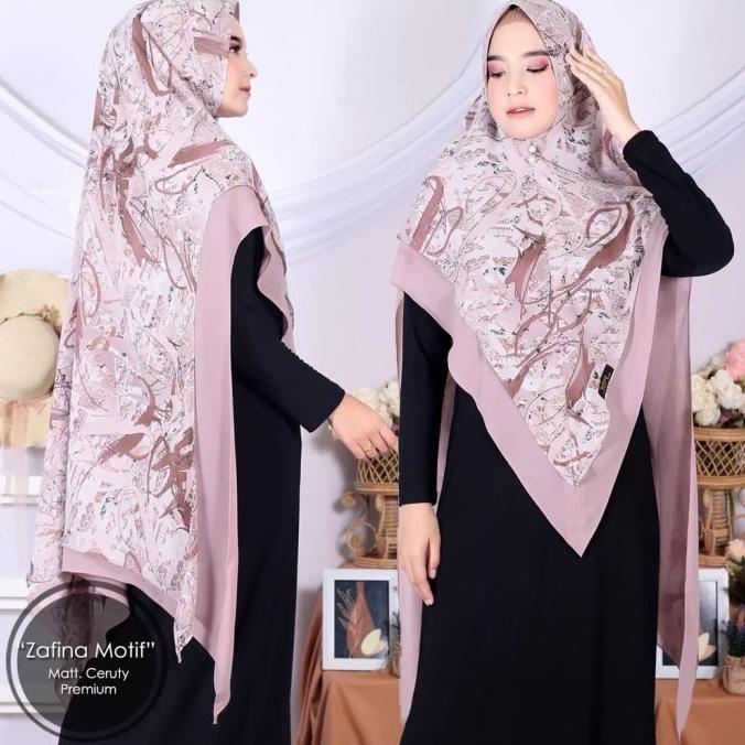 Terbaik Khimar Syar'I Jumbo Ceruty Motif Pakai Pet 2 Layer Terbaru Ori Jolimo Limited Edition