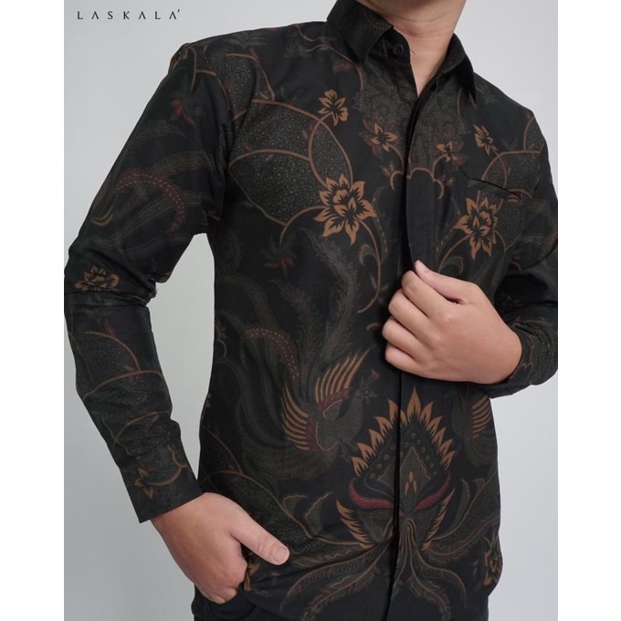 Devan_Batikcollec // Laskala Premium Batik Slimfit Haikal Hitam K08A306 Terbaik