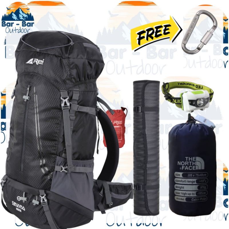 Paket Perlengkapan Mendaki Tas Gunung Outdoor Carrier Arei Rei Dinara 60L