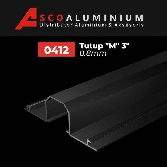 Aluminium Tutup "M" Profile 0412 Kusen 3 Murah