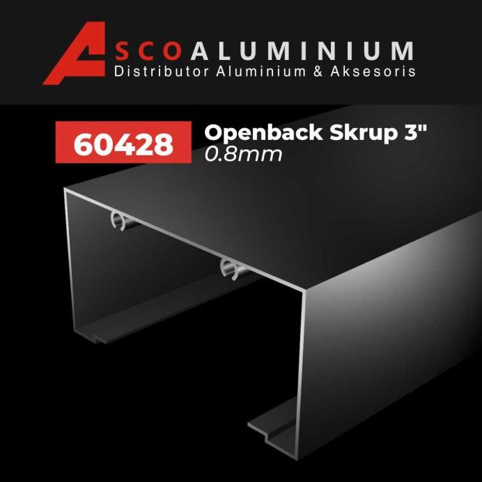 Aluminium Open Back Skrup Profile 60428 Kusen 3 Inch Original
