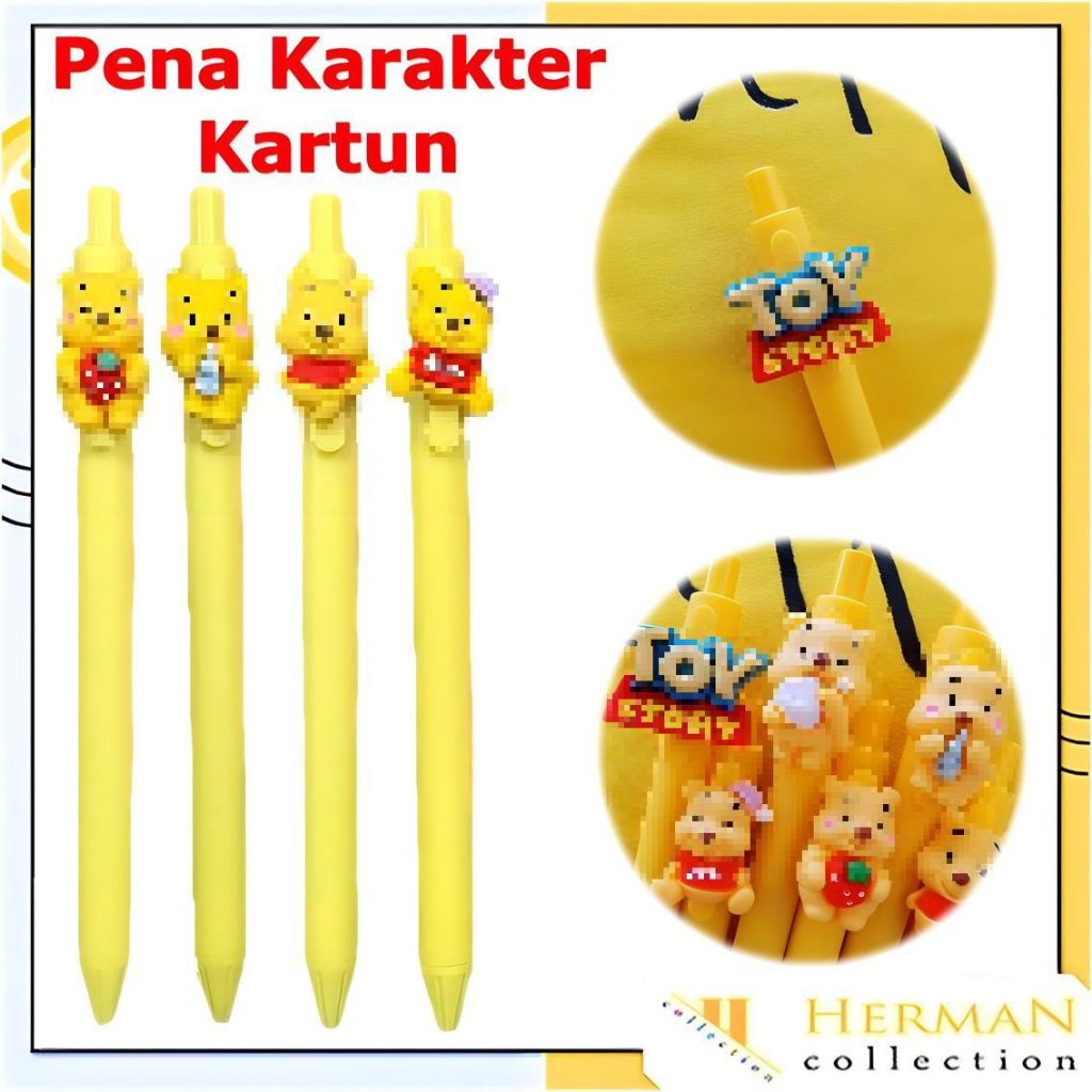 

HC Pulpen Bear Kuning Tinta Gel Cair Hitam Motif Animasi Kartun Unik Pena Cetekan Karakter Beruang Kuning Lucu Alat Tulis Sekolah Kantor Stationary