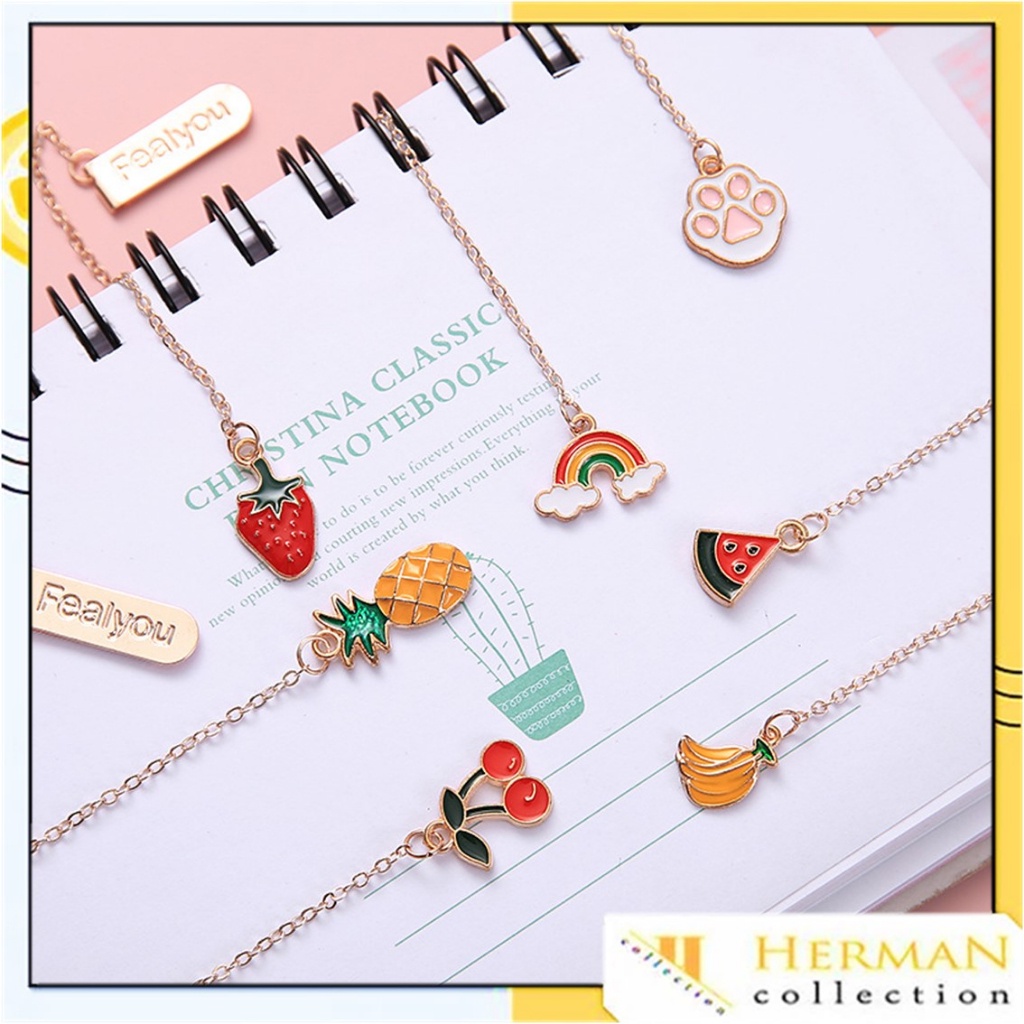 

HC Pembatas Buku Karakter Korean Ins Cartoon Metal Pendant Bookmark Paper Clip Besi Motif Kartun Penjepit Buku Dengan Liontin Bahan Metal