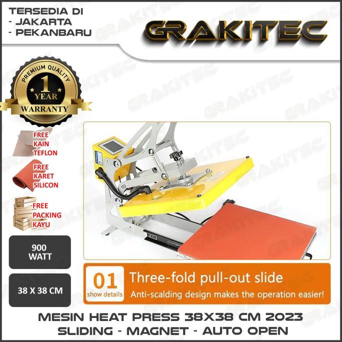 Mesin Press Sablon Kaos Otomatis Auto Open Sliding Digital 38X38
