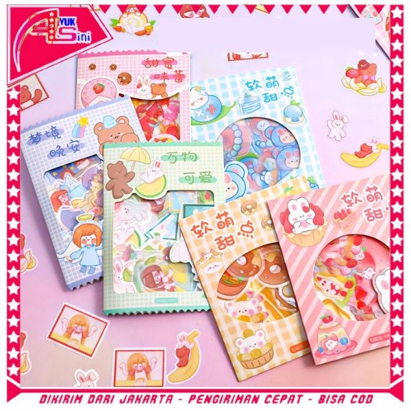 

AS Sticker Set Isi 45Pcs Karakter Lucu Aesthetic Waterproof Stiker Motif Kartun Korea Cute Girl Anti Air Stiker Diary Scrapbook DIY Sticker Journal Book